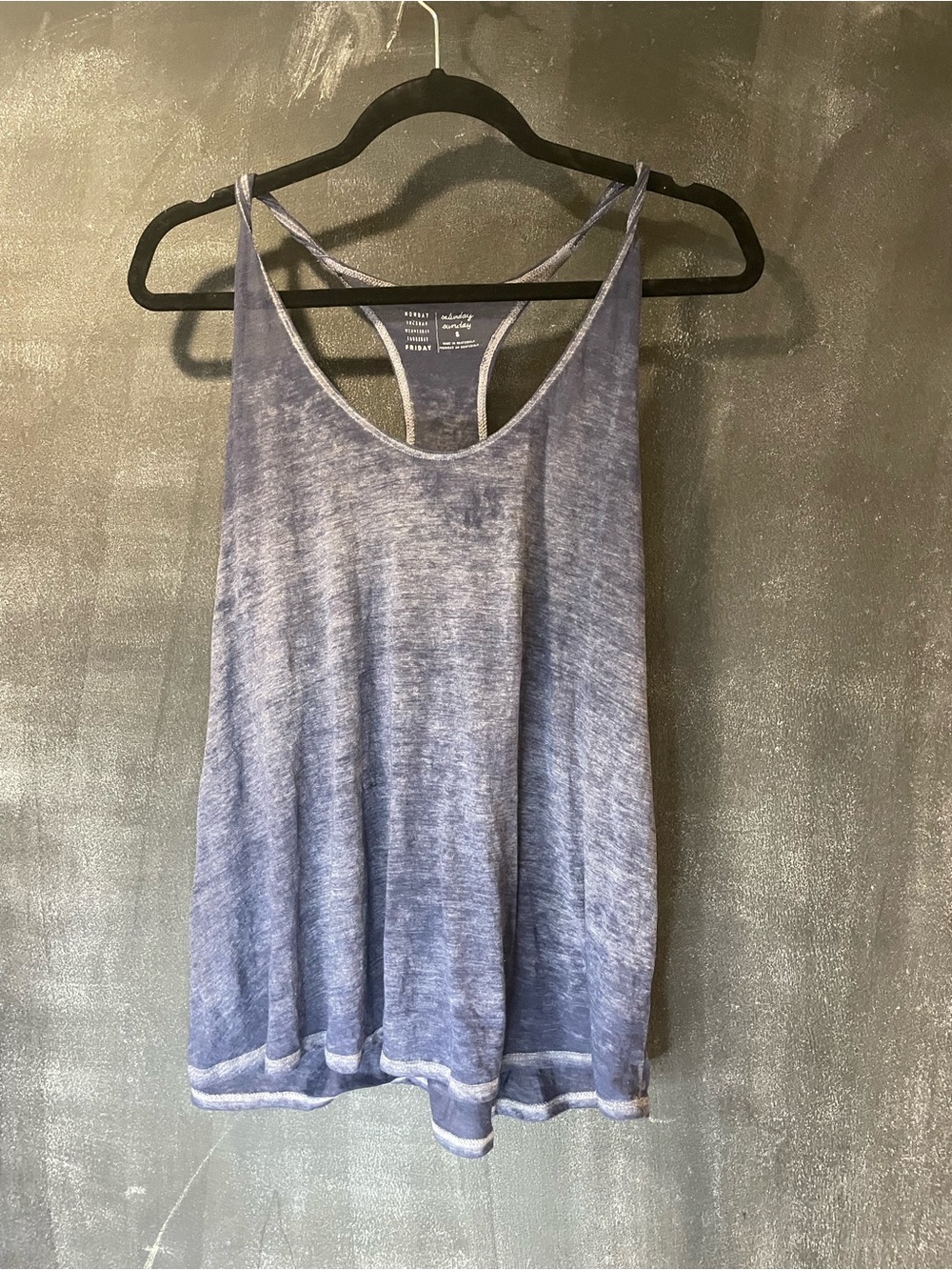 Saturday Sunday Blue Burnout Racerback Swing Tank Top Size Small Casual Boho